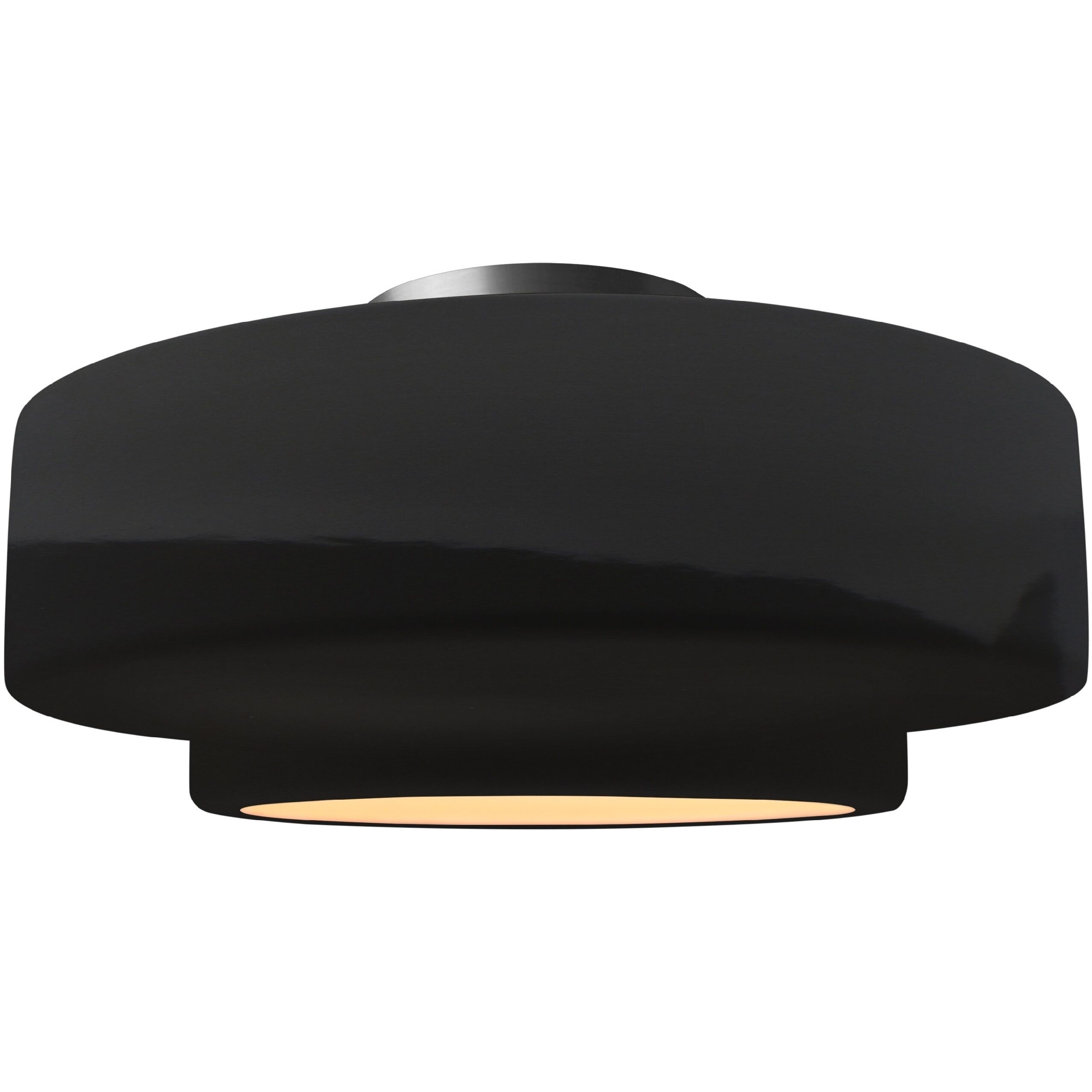 Radiance Collection - Tier 1 Light 14.5 inch Gloss Black and Matte White and Brushed Nickel Semi-Flush Ceiling Light in Replaceable Bulb, Gloss Black/Matte White, 14.5W x 7.25H, Form+Finish+Function