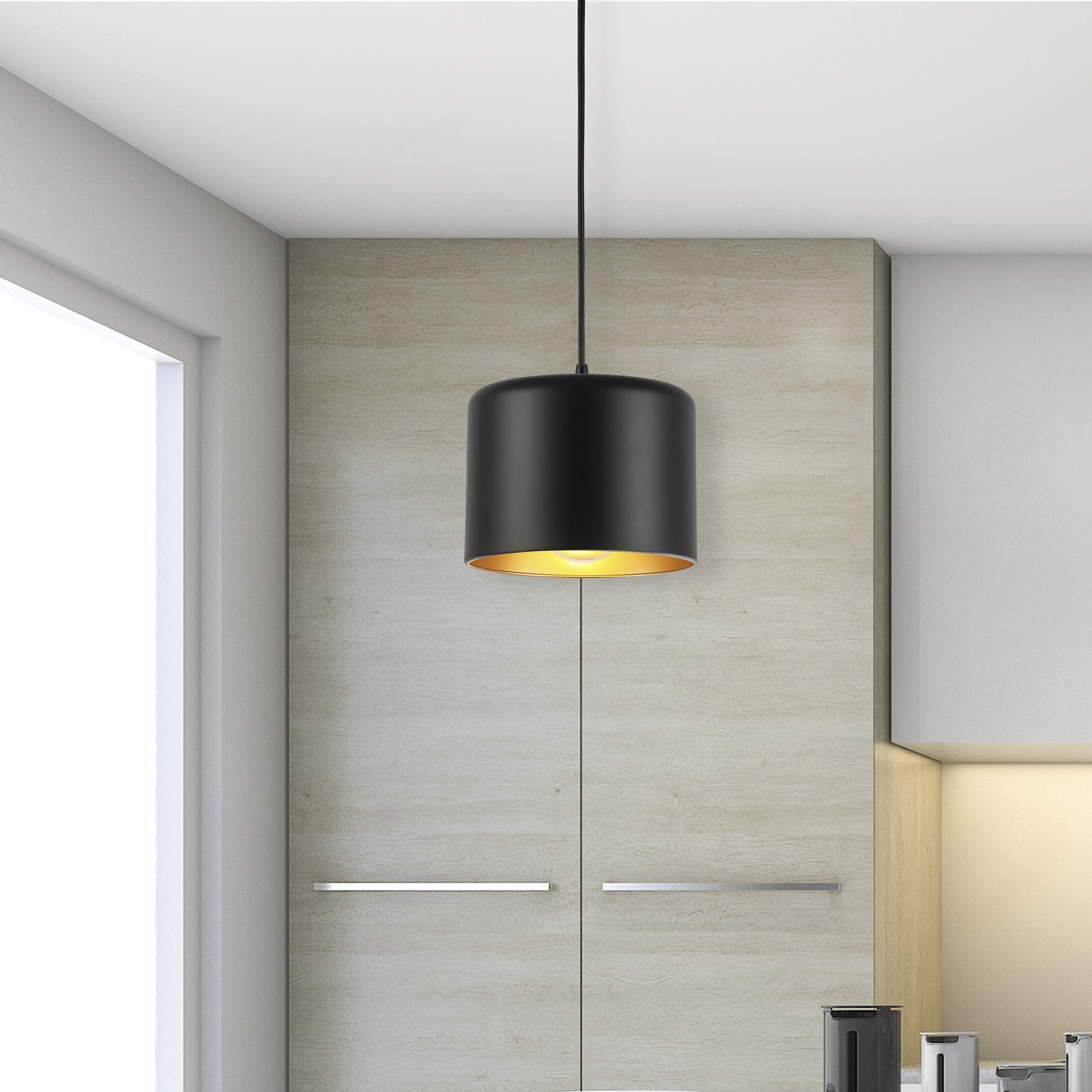 Emilia 1 Light 8 inch Aged Brass with Matte Black Pendant Ceiling Light