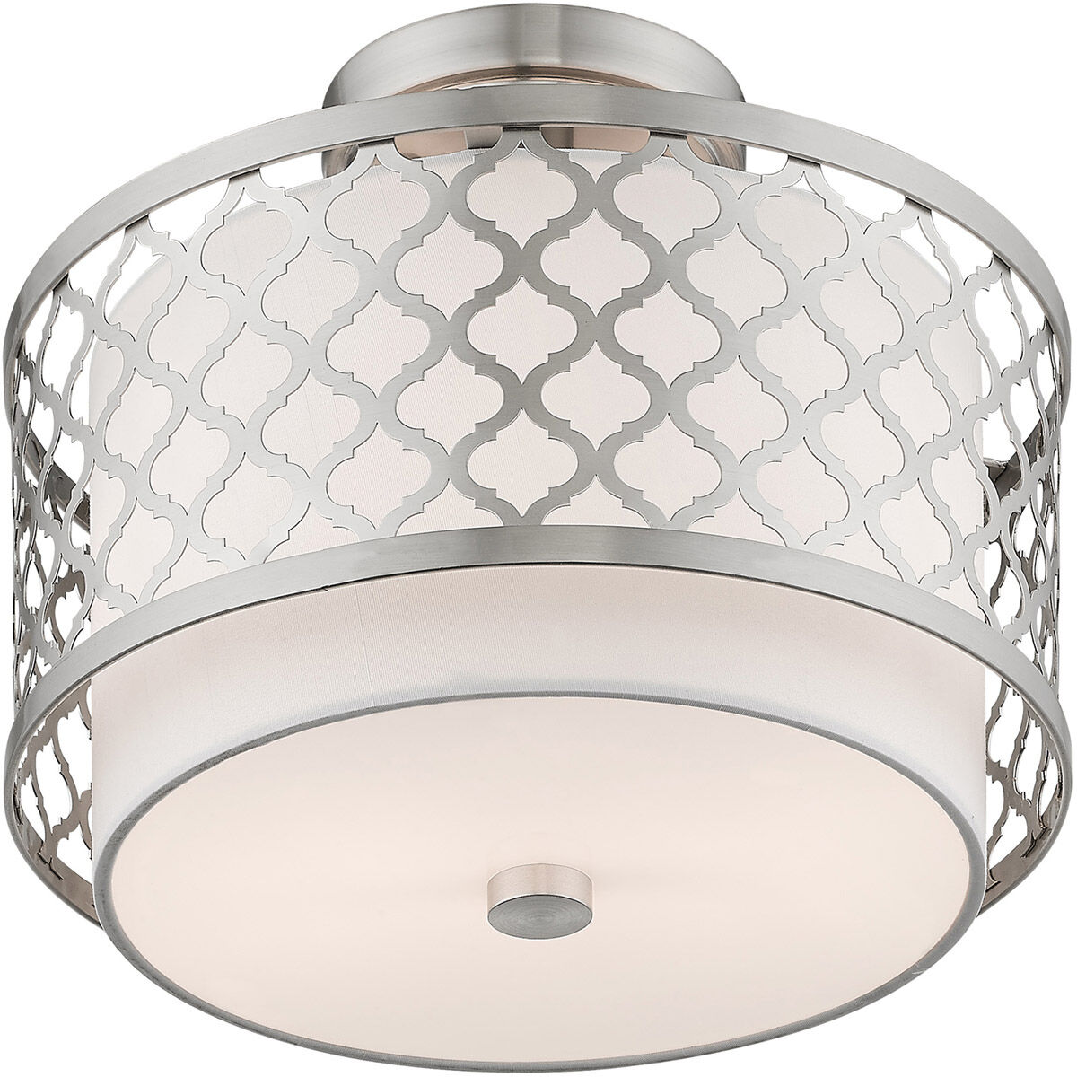 Arabesque 2 Light 12 inch Brushed Nickel Semi-Flush Mount Ceiling Light
