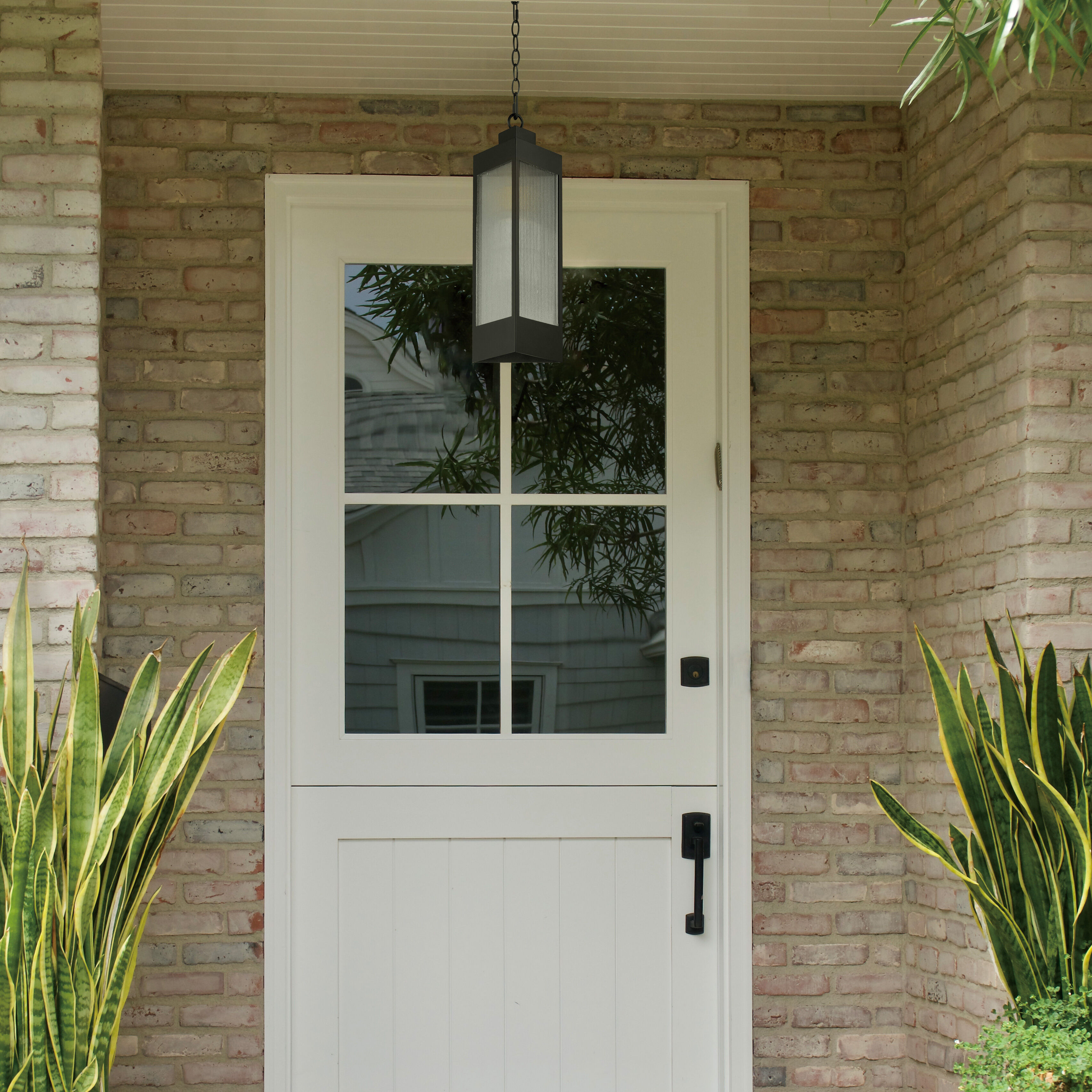 Triform 1 Light 7.5 inch Black and Antique Brass Outdoor Pendant