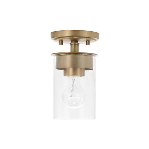 Mason 1 Light 5 inch Aged Brass Semi-Flush Mount Ceiling Light, Convertible Dual Mount