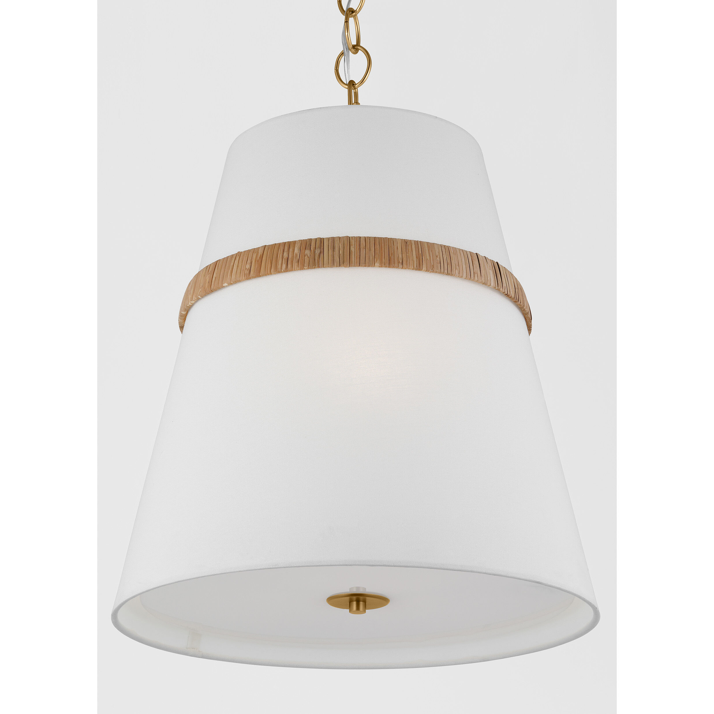 AH by Alexa Hampton Cordtlandt 3 Light 18 inch Burnished Brass with Rattan Pendant Ceiling Light