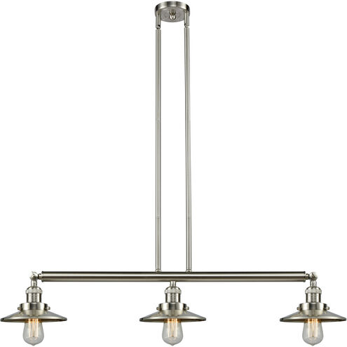 Franklin Restoration Railroad LED 41 inch Brushed Satin Nickel Island Light Ceiling Light, Franklin Restoration