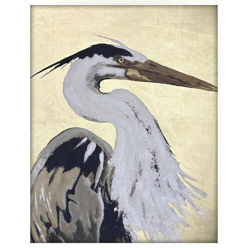 Heron Beauty White and Beige and Black and Metallic Framed Art