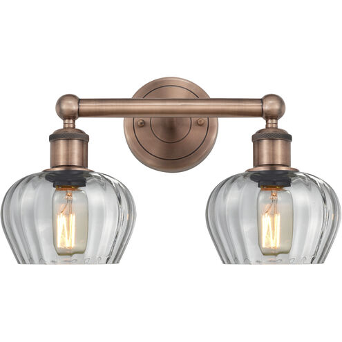 Fenton 2 Light 15.5 inch Antique Copper Bath Vanity Light Wall Light in Clear