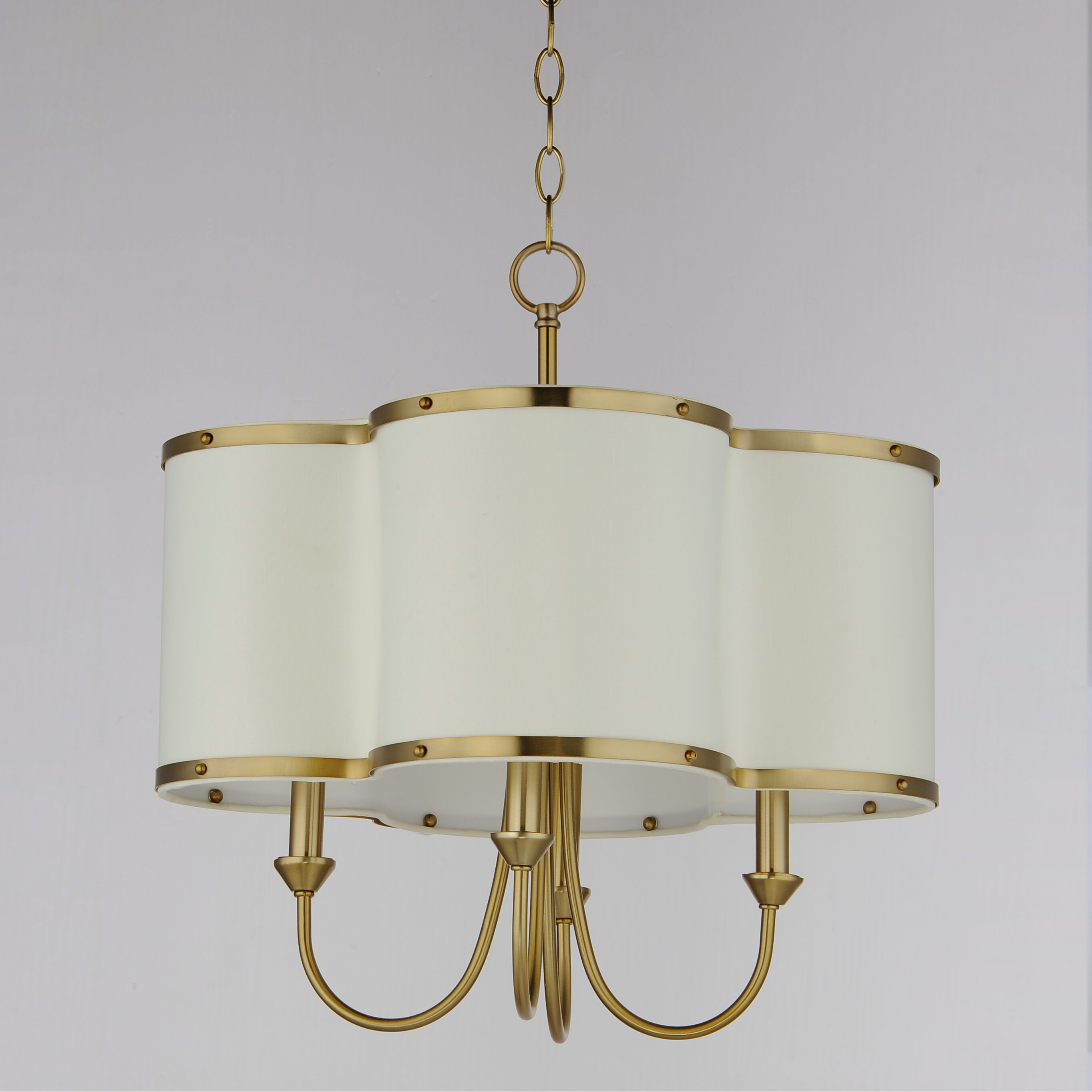 Clover 4 Light 20 inch Satin Brass Chandelier Ceiling Light