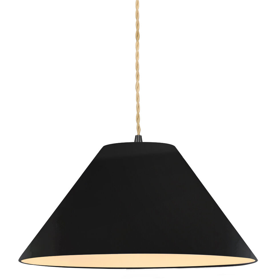 Radiance Collection - Avola Pendant Ceiling Light in Matte Black, Replaceable Bulb, Beige Twist Cord, Gloss Black, 11W x 5.5H, Form+Finish+Function