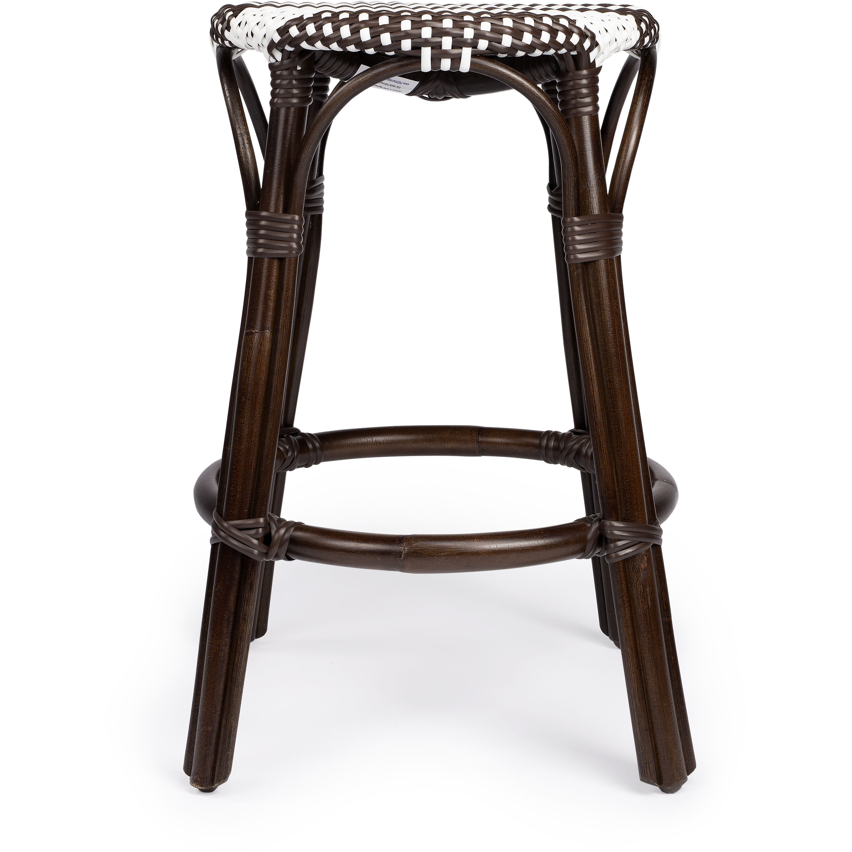 Tobias Dark Brown & White Rattan Bar Stool
