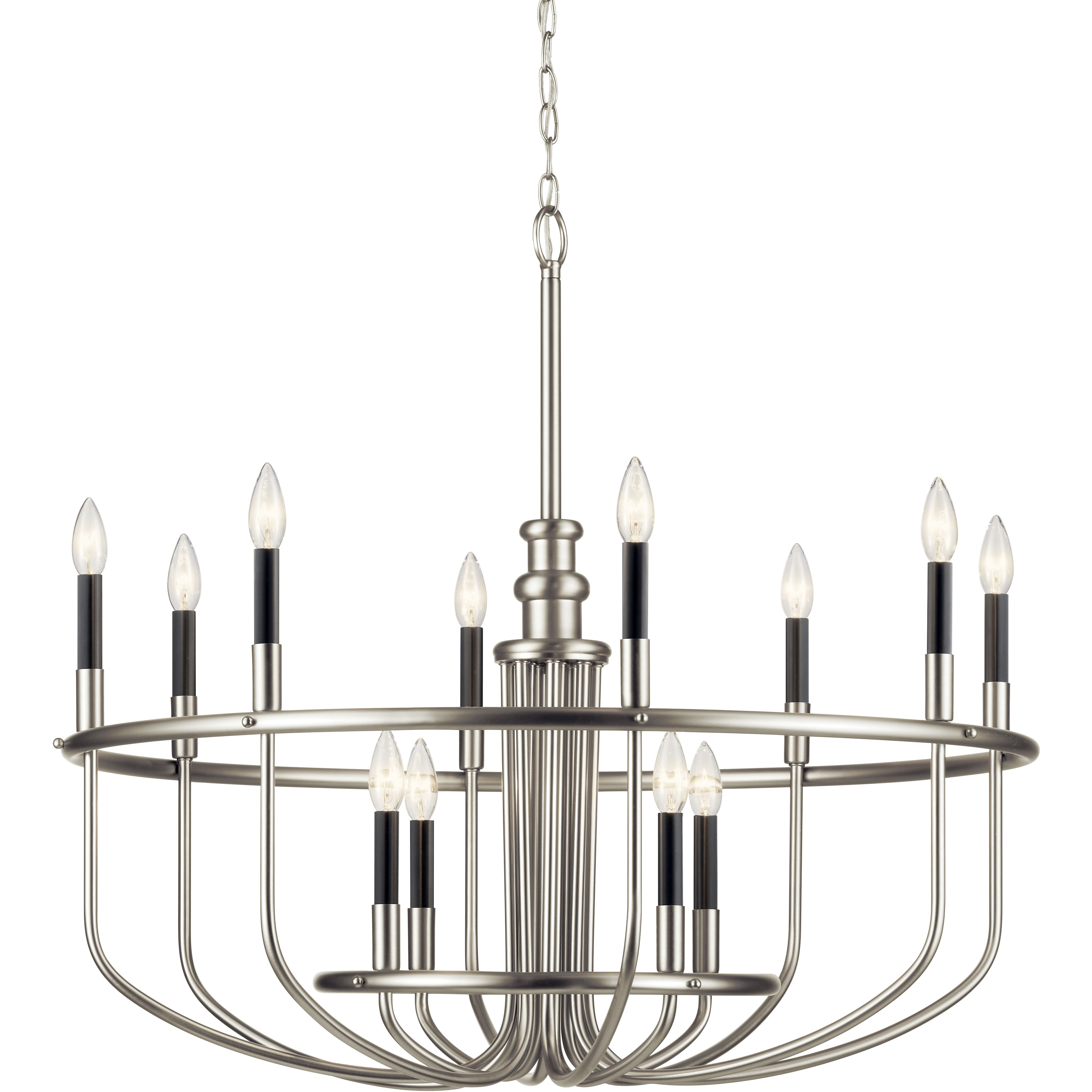 Capitol Hill 12 Light 34.75 inch Brushed Nickel Chandelier 1 Tier Large Ceiling Light, Large