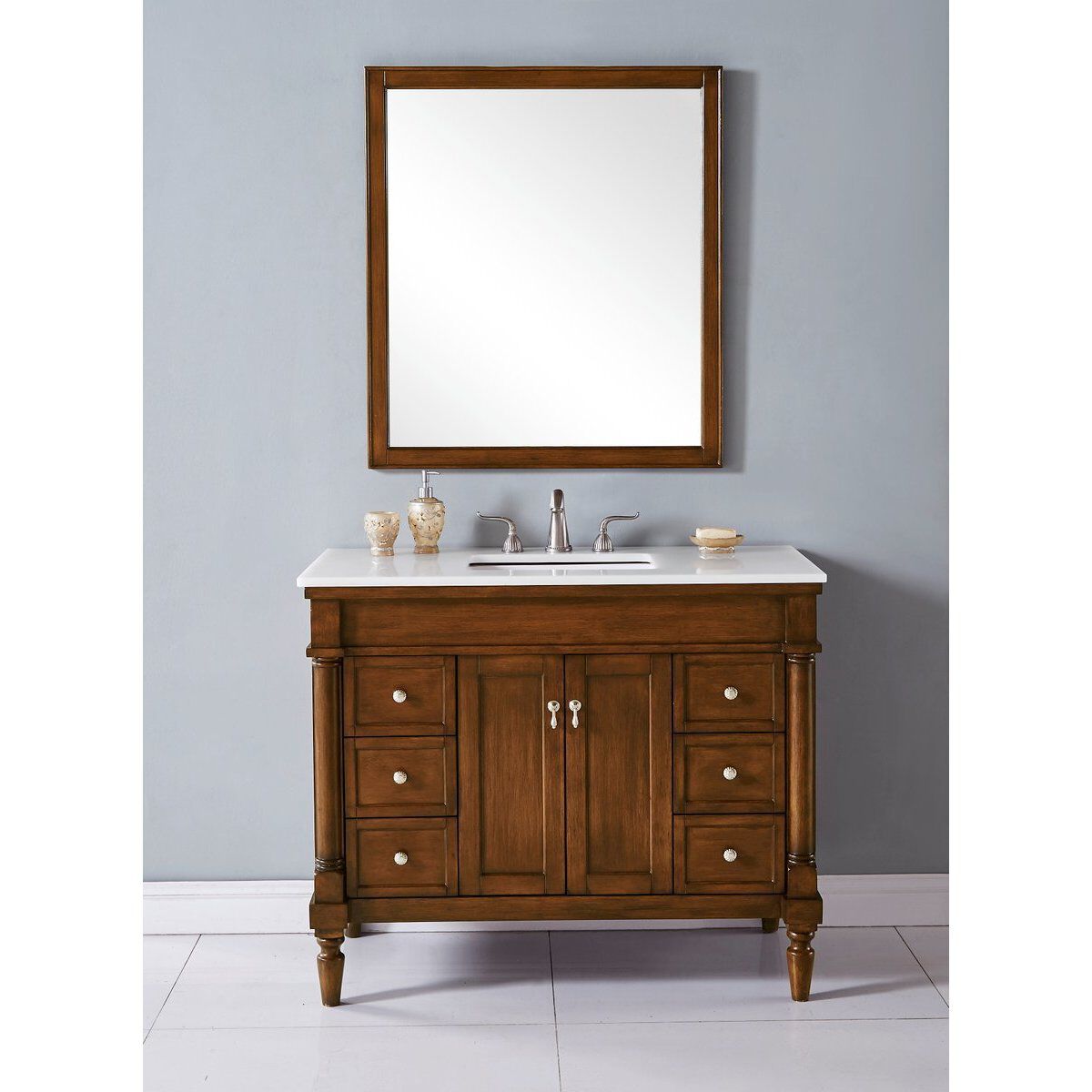 Lexington 42 X 21.5 X 35 inch Walnut Vanity Sink Set