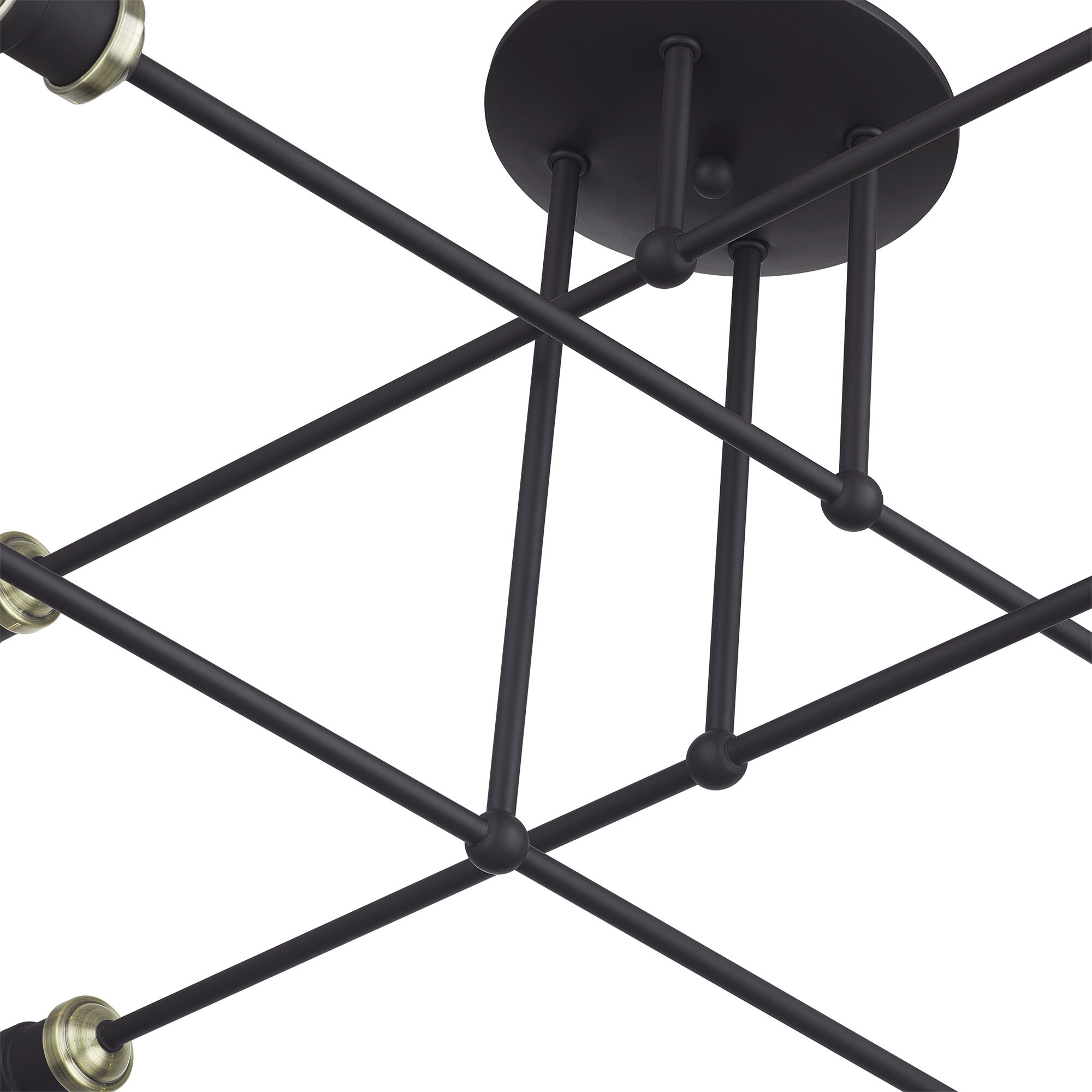 Delacroix 8 Light 35 inch Bronze with Antique Brass Accents Semi-Flush Ceiling Light