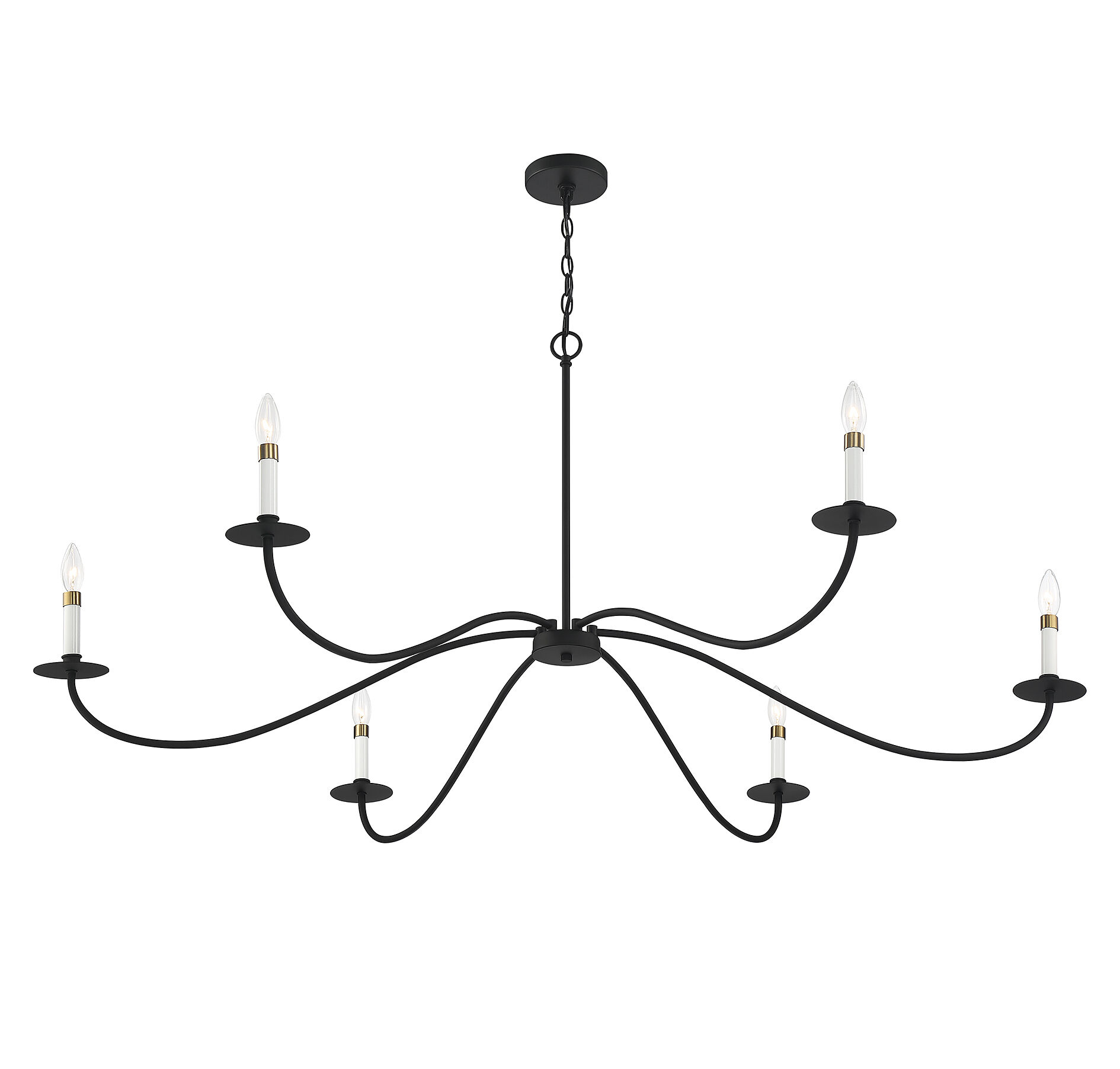 Scandinavian 6 Light 60 inch Matte Black Chandelier Ceiling Light