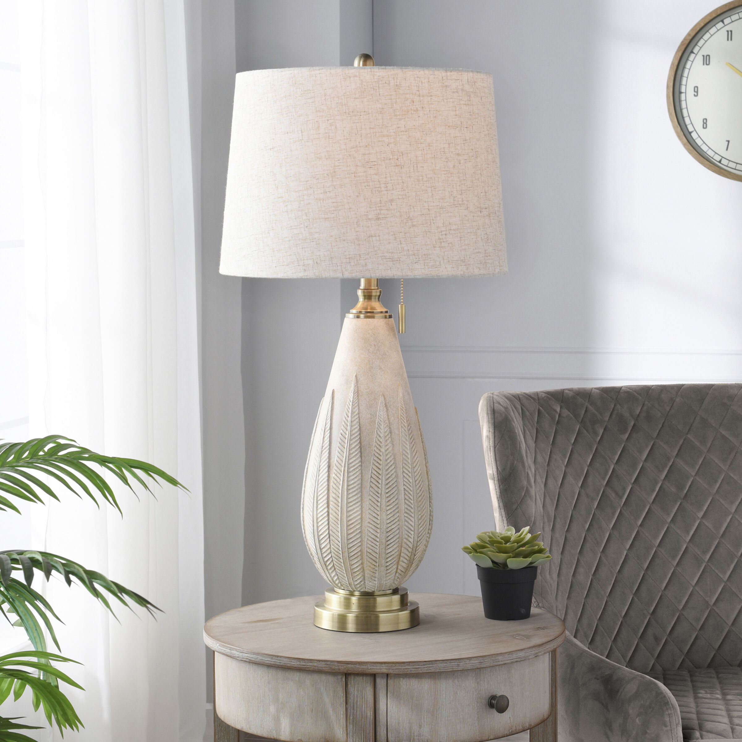 Delnice 32.5 inch 100 watt Delnice Ivory Table Lamp Portable Light