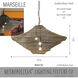 Marseille 3 Light 33 inch Brass Antique Pendant Ceiling Light
