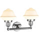 Franklin Restoration Small Oxford 2 Light 17 inch Polished Chrome Bath Vanity Light Wall Light in Matte White Glass, Franklin Restoration