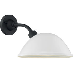 South Street 1 Light 11 inch Gloss White and Textured Black Outdoor Wall Fixture