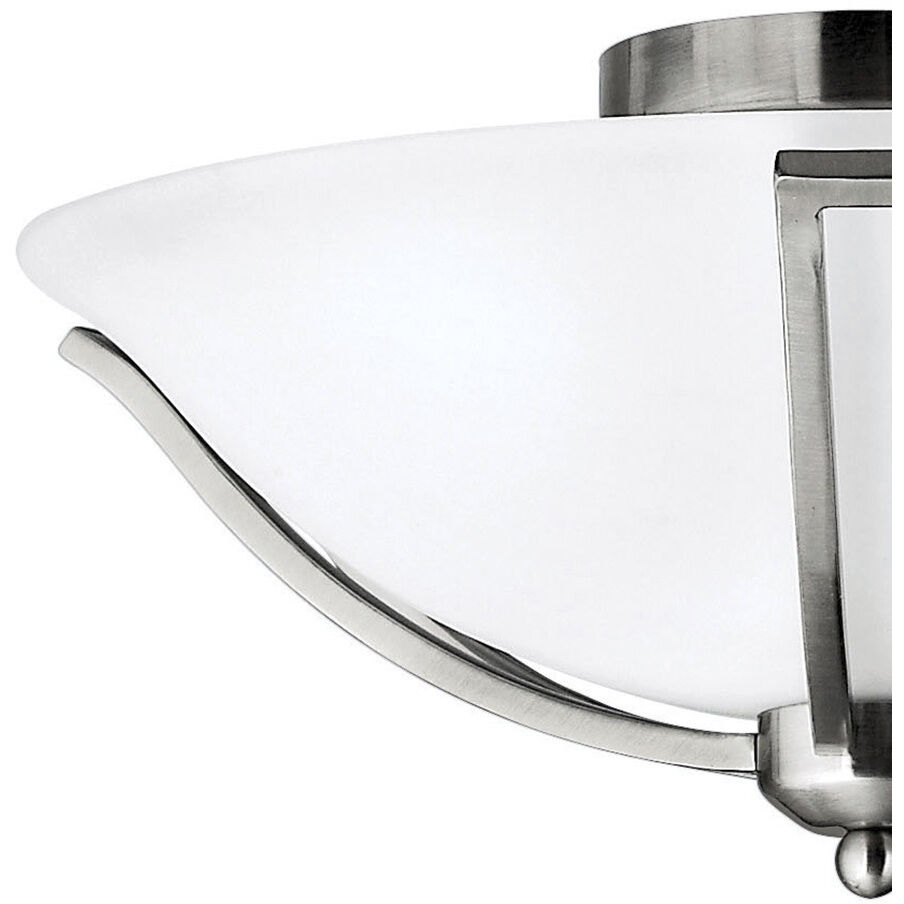 Bolla 2 Light 16.75 inch Brushed Nickel Indoor Bath Flush Mount Ceiling Light in Etched Opal