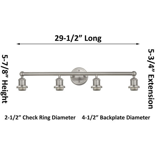 Edison Brookhaven Almond 4 Light 33 inch Brushed Satin Nickel Bath Vanity Light Wall Light in Slate Glass