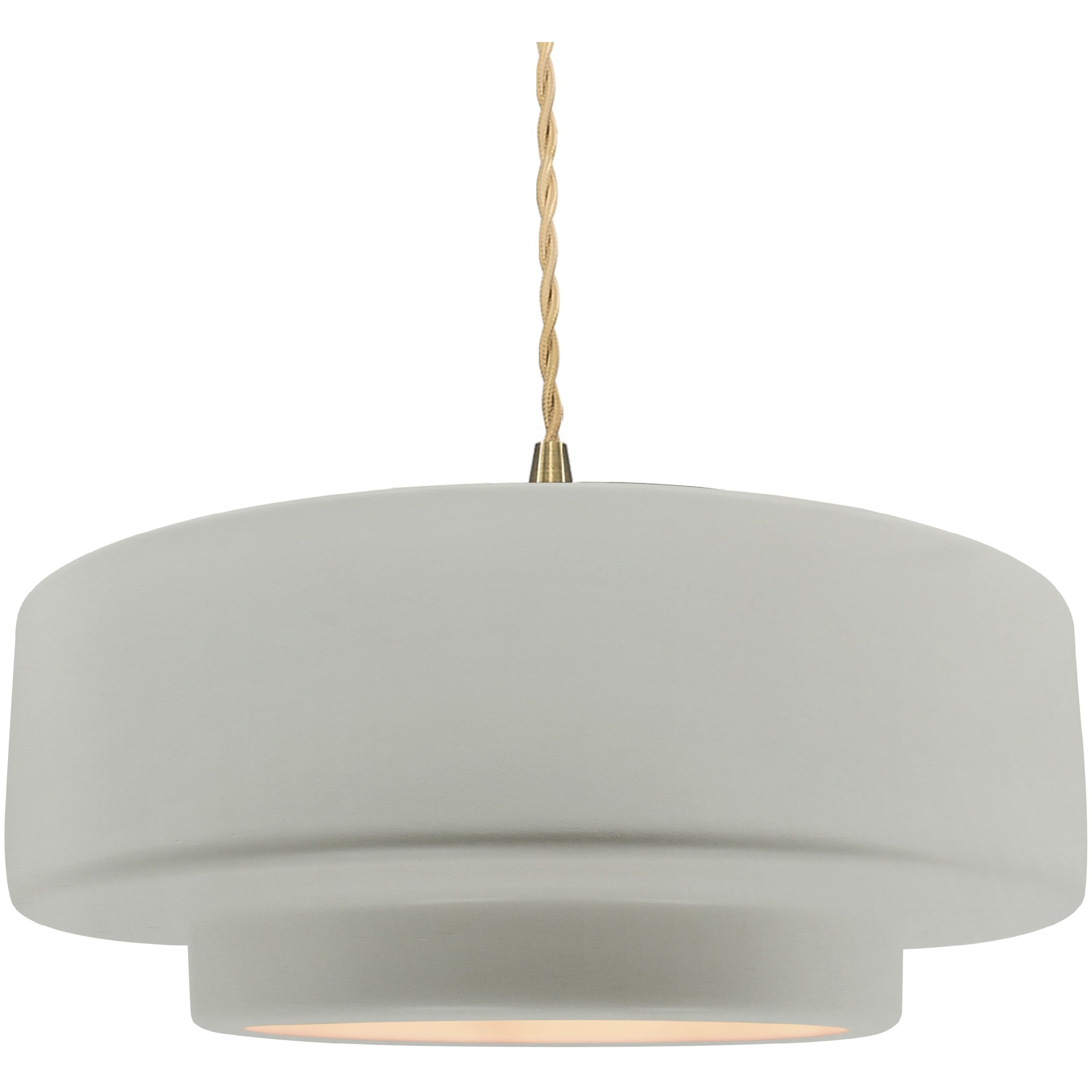 Radiance Collection - Tier 1 Light 16.25 inch Bisque and Brushed Brass Pendant Ceiling Light in Replaceable Bulb, Beige Twist Cord, 16.25W x 6H, Form+Finish+Function