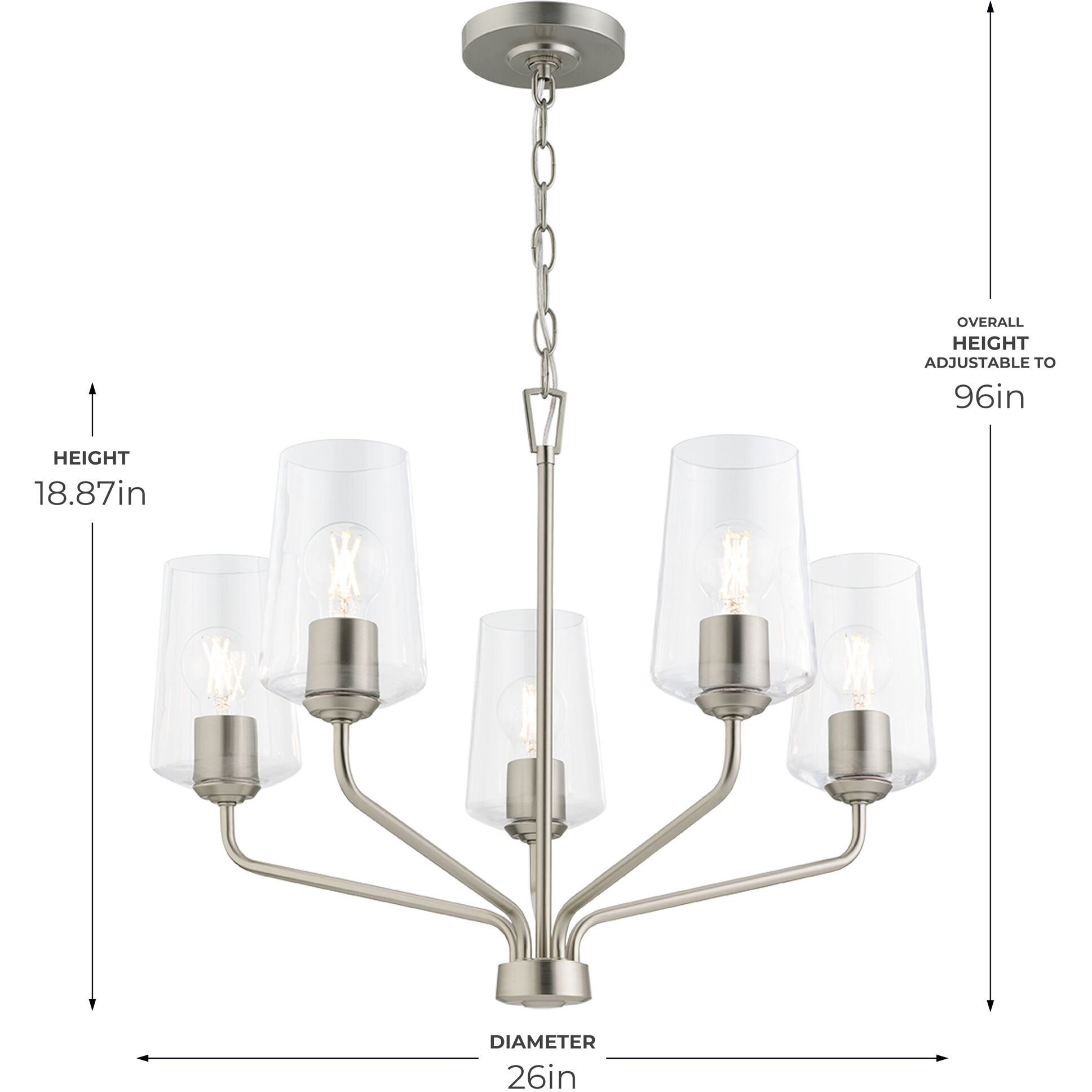 Celino 5 Light 26 inch Brushed Nickel Chandelier Ceiling Light