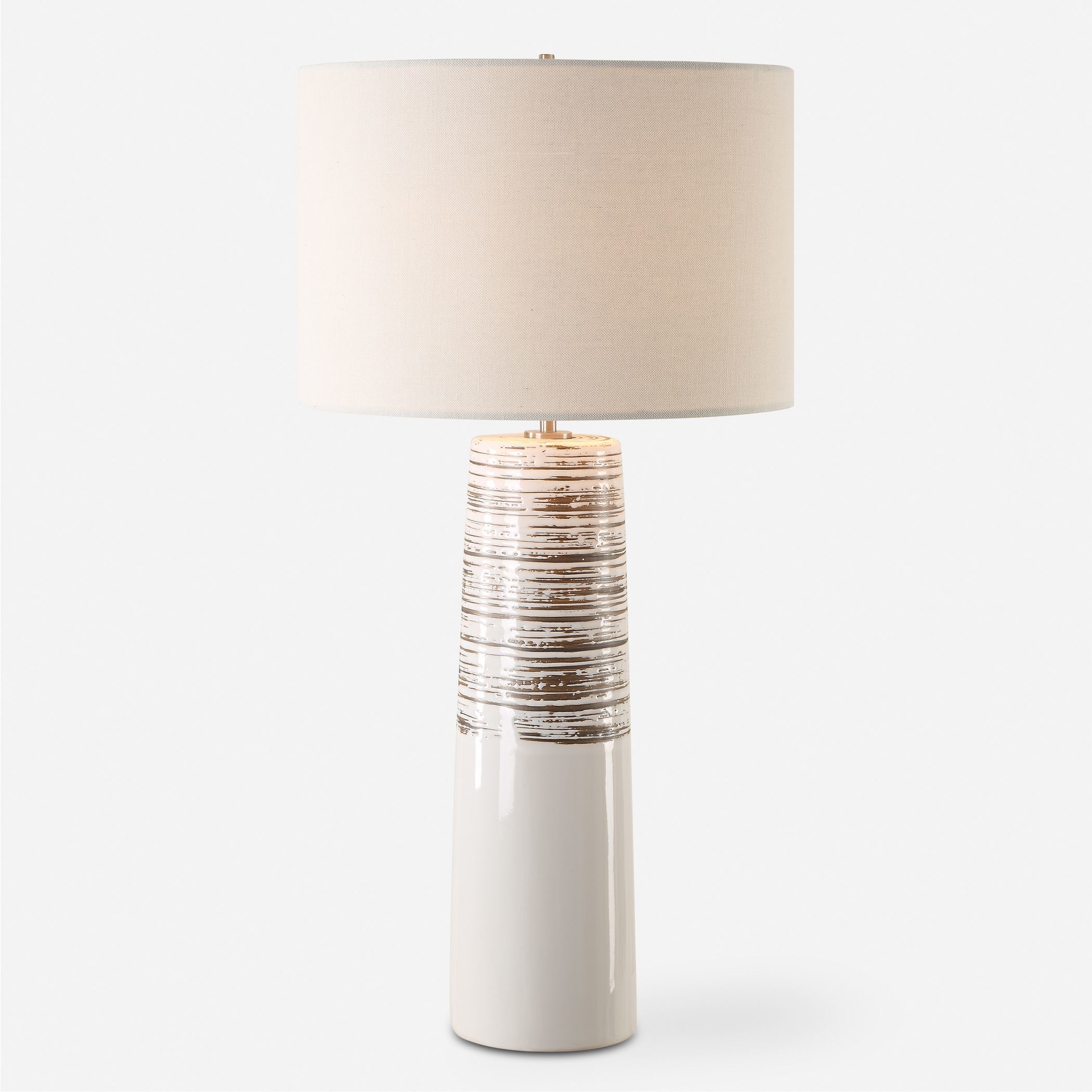 Haven 29.5 inch 150.00 watt White Glaze and Brushed Plated Nickel Table Lamp Portable Light