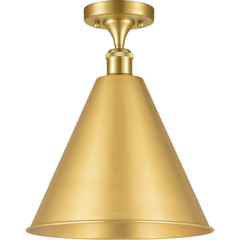 Ballston Cone 1 Light 16 inch Satin Gold Semi-Flush Mount Ceiling Light