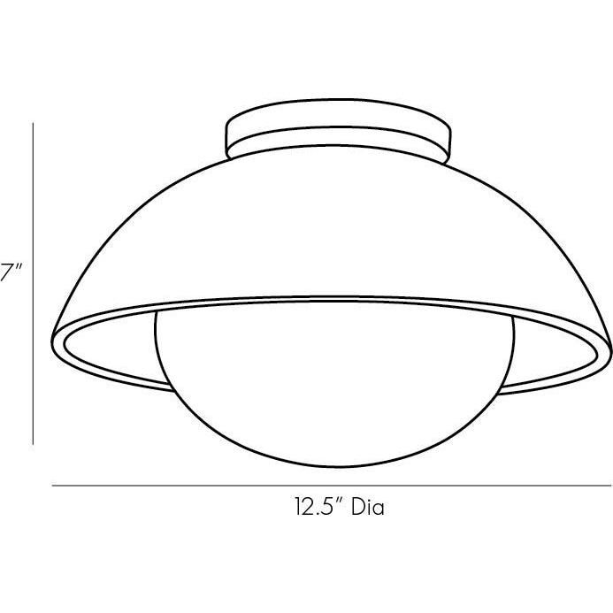 Glaze 1 Light 13 inch Ivory Stained Crackle and Blackened Steel Flush Mount Ceiling Light, Small