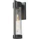Stratford 1 Light 13.5 inch Matte Black Outdoor Sconce in Striped Clear Glass