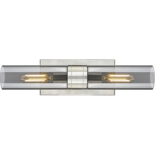 Ballston Urban 2 Light 18 inch Satin Nickel Bath Vanity Light Wall Light in Plated Smoke Glass