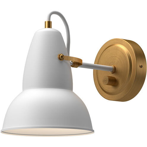Alora Mood Felix 1 Light 6.5 inch Aged Gold and White Bath Vanity Light Wall Light