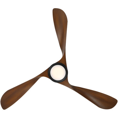 Swirl 54 inch Matte Black Distressed Koa Ceiling Fan, Smart Fan
