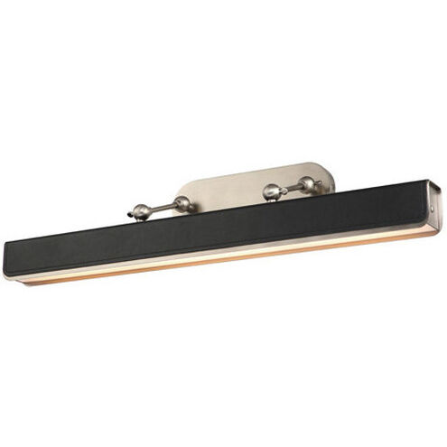 Valise Picture 32 watt 35.4 inch Aged Nickel and Tuxedo Leather Picture Light Wall Light