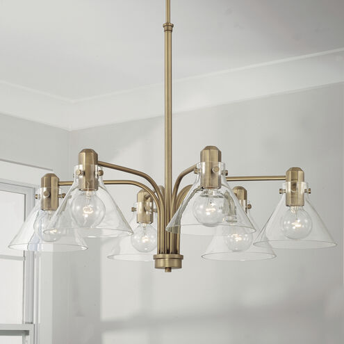 Greer 6 Light 33 inch Aged Brass Chandelier Ceiling Light