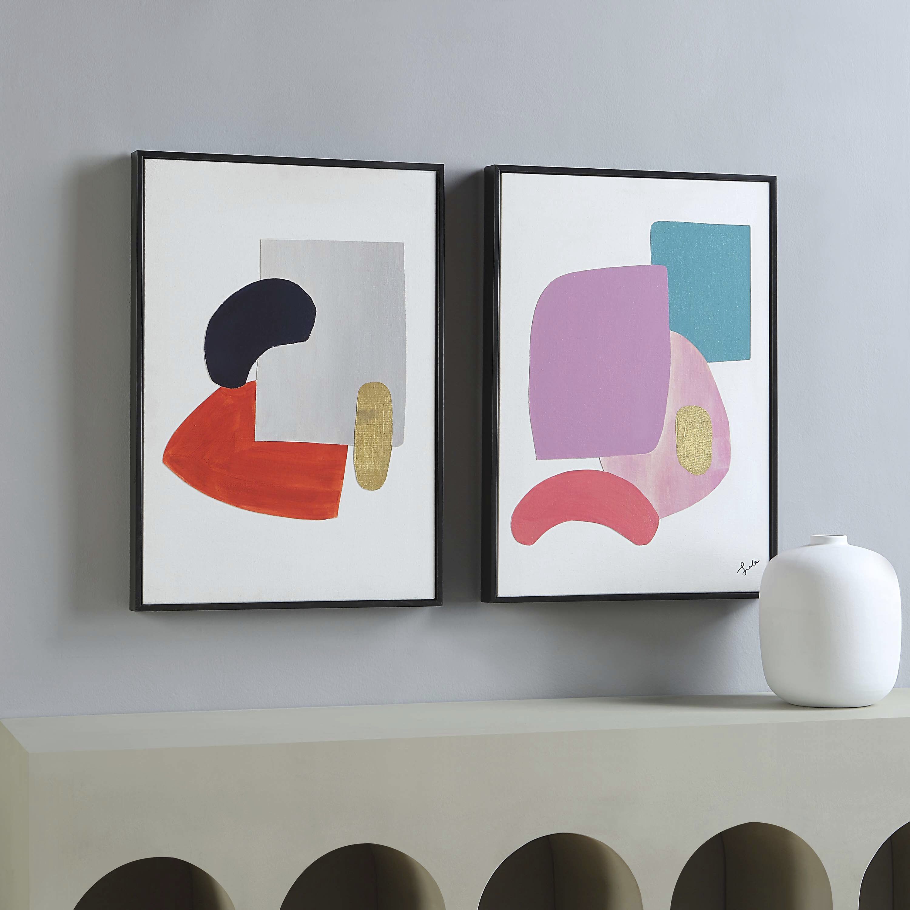 Everly Collage and Gold Leaf Canvas Art, Set of 2