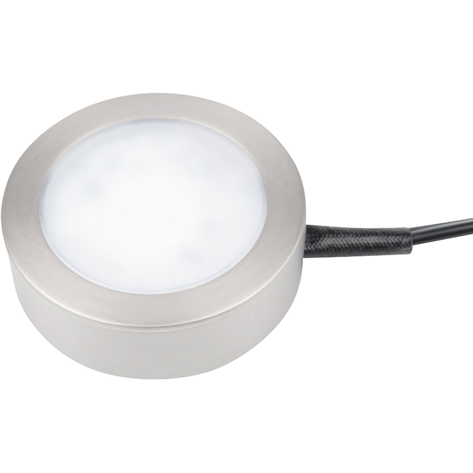 Line Voltage Puck Light LED Brushed Nickel Button Light, WAC Limited
