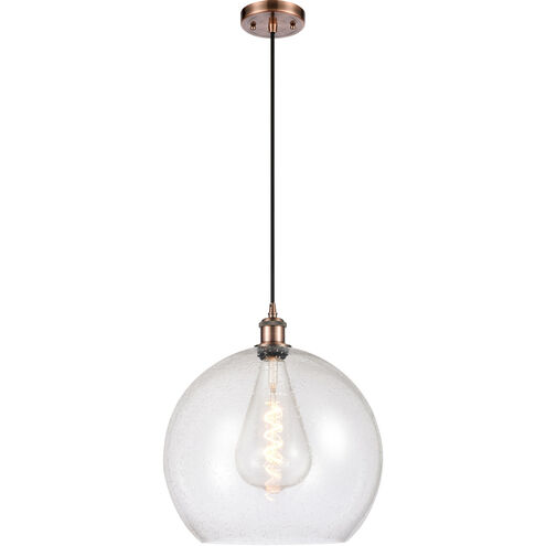 Ballston Athens 1 Light 14 inch Antique Copper Pendant Ceiling Light in Seedy Glass