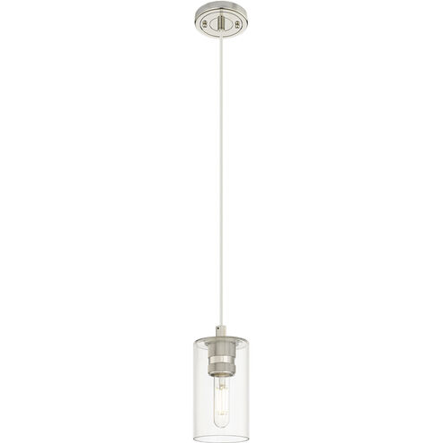 Downtown Urban Crown Point 1 Light 3.88 inch Polished Nickel Pendant Ceiling Light in Clear