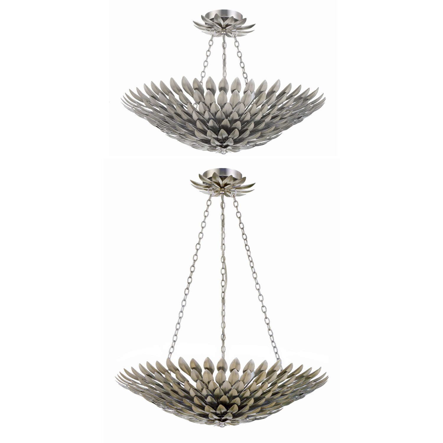 Broche 6 Light 24.5 inch Antique Silver Chandelier Ceiling Light