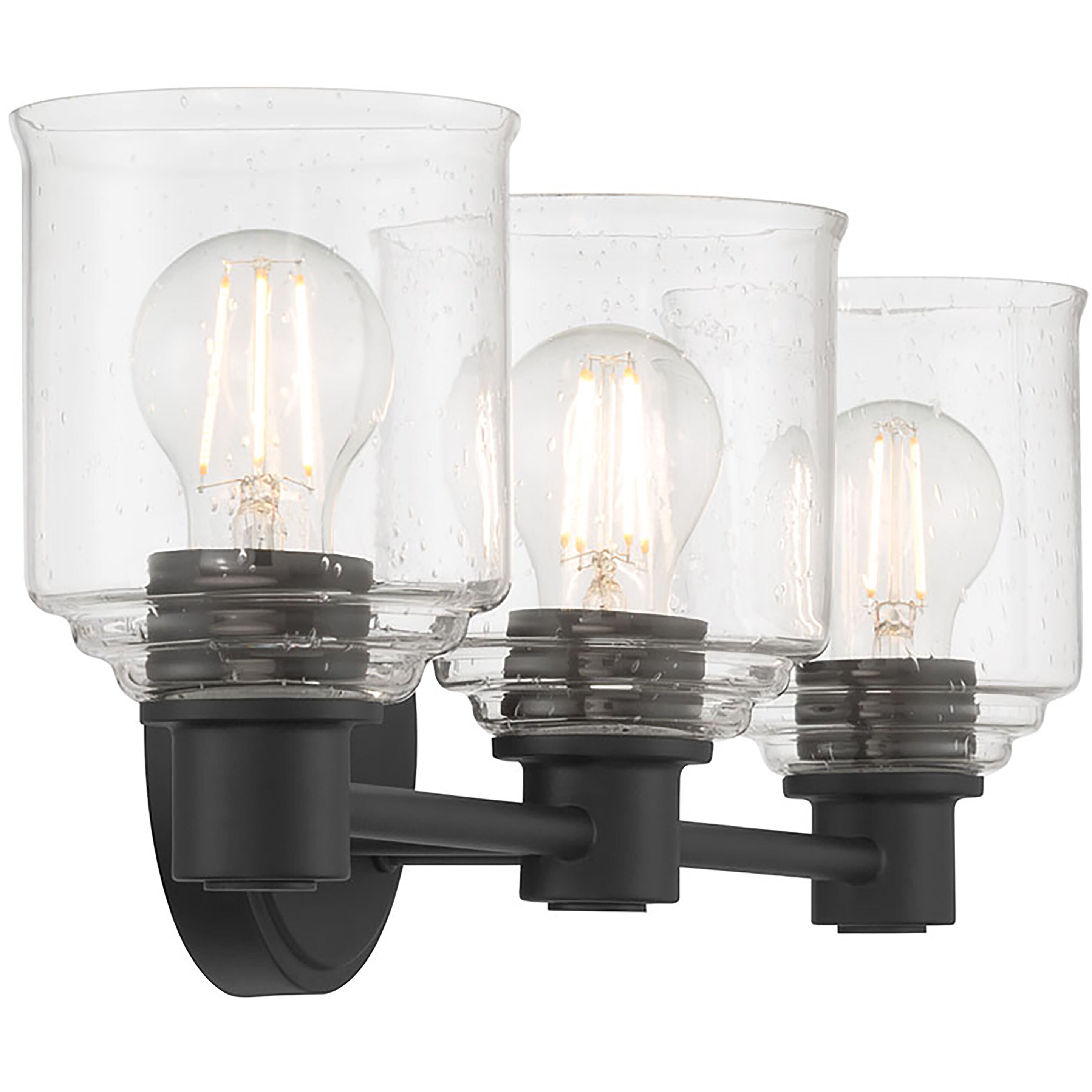 Vessair 3 Light 22.5 inch Matte Black Bathroom Vanity Light Wall Light