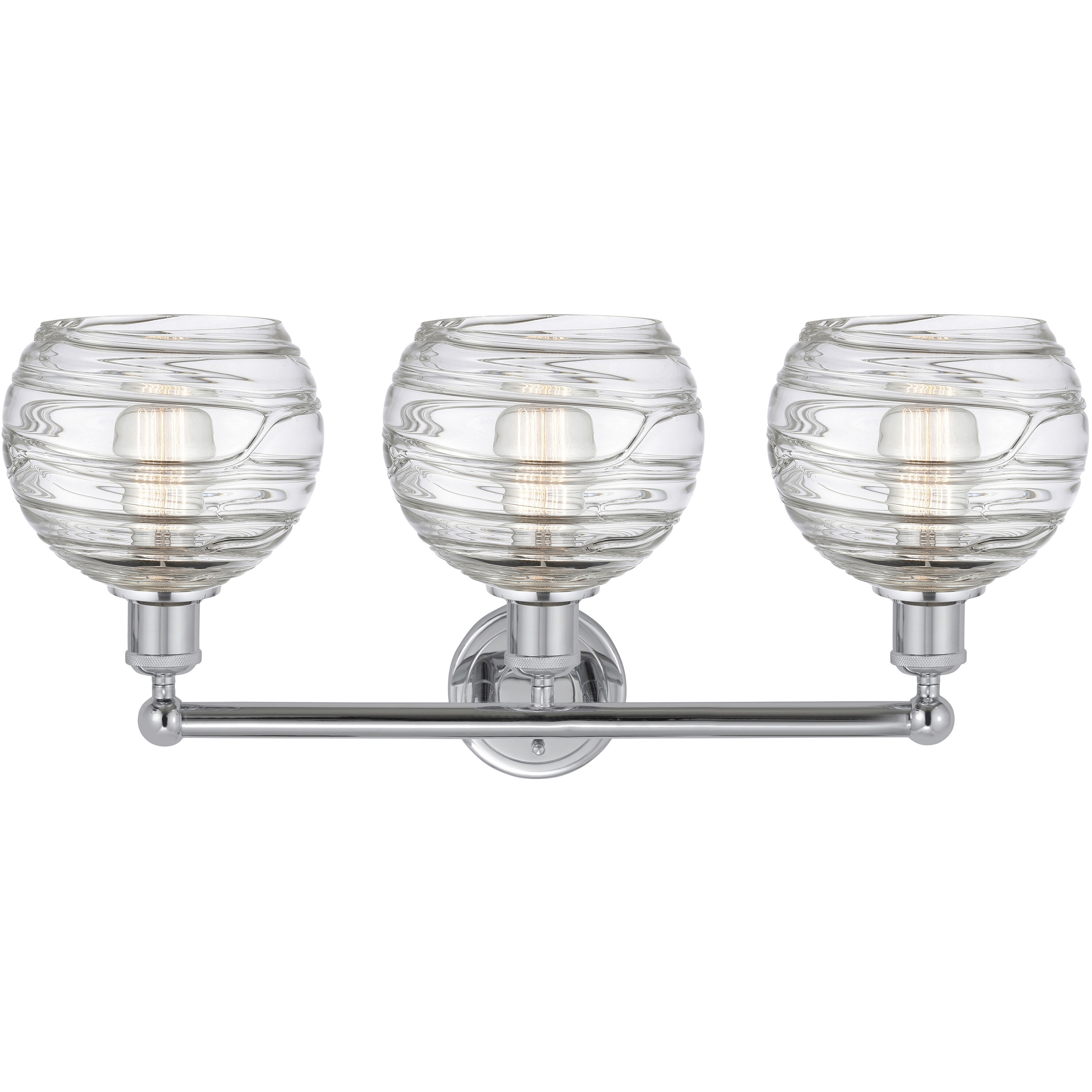 Athens Deco Swirl 3 Light 26 inch Polished Chrome Bath Vanity Light Wall Light in Clear Deco Swirl Glass