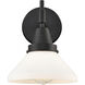 Caden LED 8 inch Matte Black Sconce Wall Light in Matte White Glass