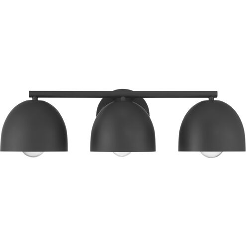 Erling 3 Light Matte Black Vanity Light Wall Light, Medium