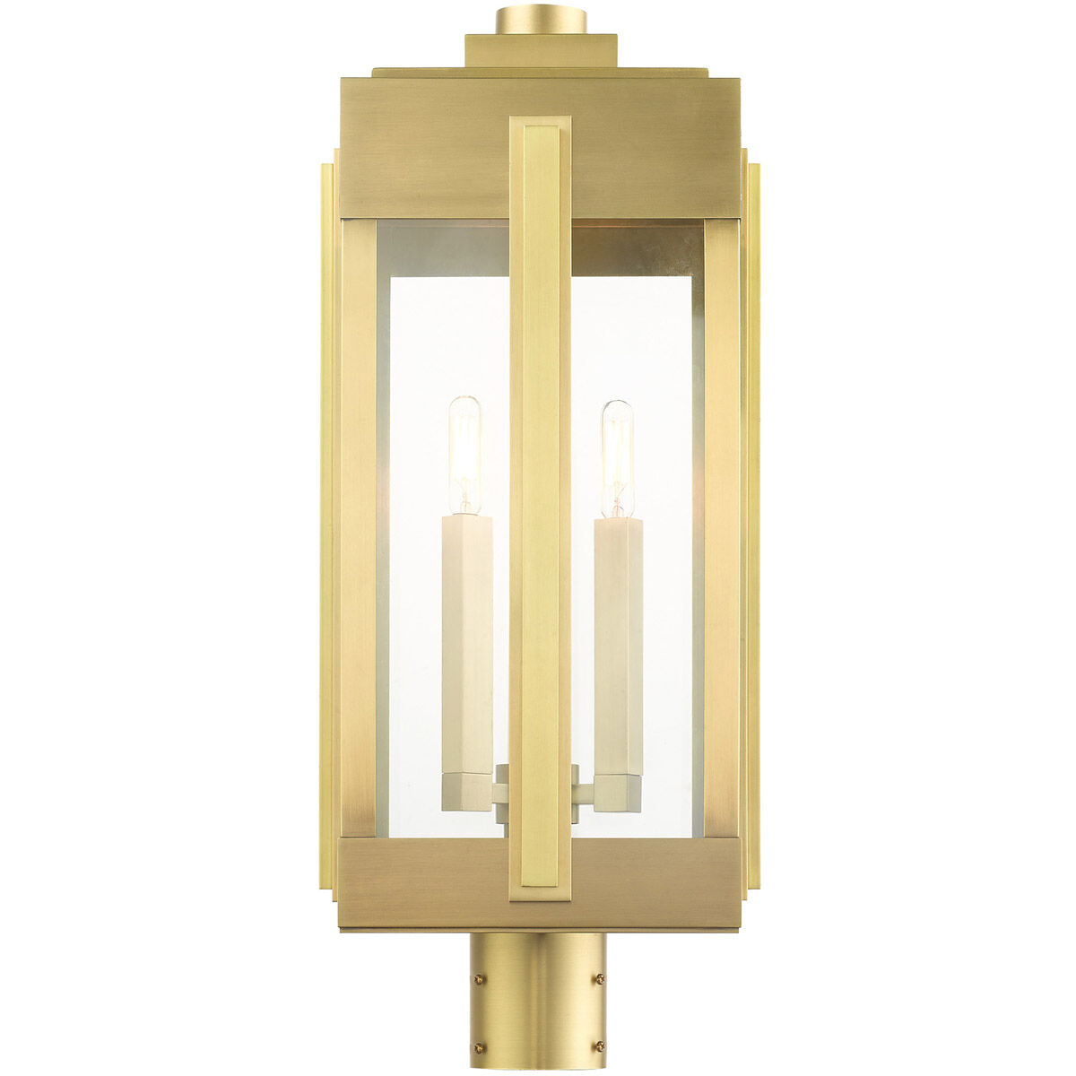 Lexington 3 Light 25 inch Natural Brass Outdoor Post Top Lantern