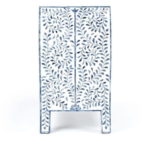 Trubadur and Bone Inlay 3 Drawer Chest in White and Blue
