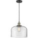 Franklin Restoration Bell LED 12 inch Black Antique Brass Mini Pendant Ceiling Light in Clear, Franklin Restoration