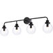 Hanson 4 Light 38 inch Black Bath Sconce Wall Light