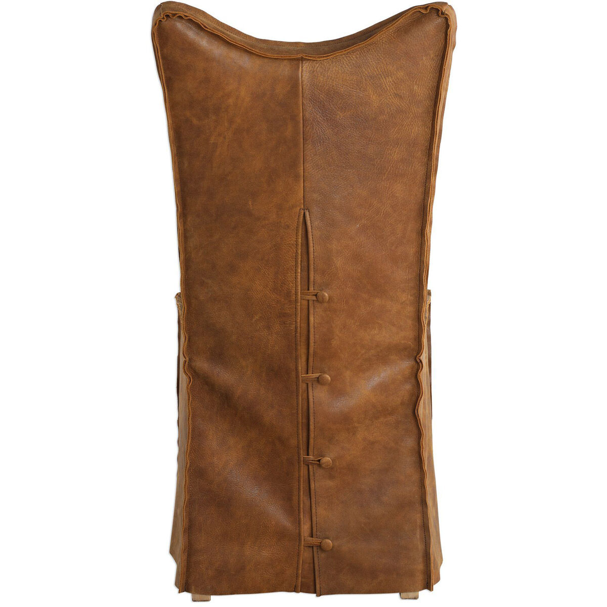 Delroy Distressed Hand-Sanded Cognac Nubuck Leather Armless Chairs, Set of 2