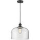 Franklin Restoration Bell 1 Light 12 inch Matte Black Mini Pendant Ceiling Light in Incandescent, Clear, Franklin Restoration