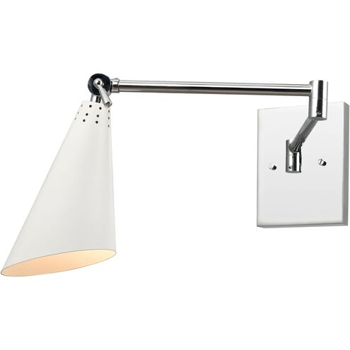 Luca 22 inch 60 watt Polished Chrome with White Swingarm Sconce Wall Light