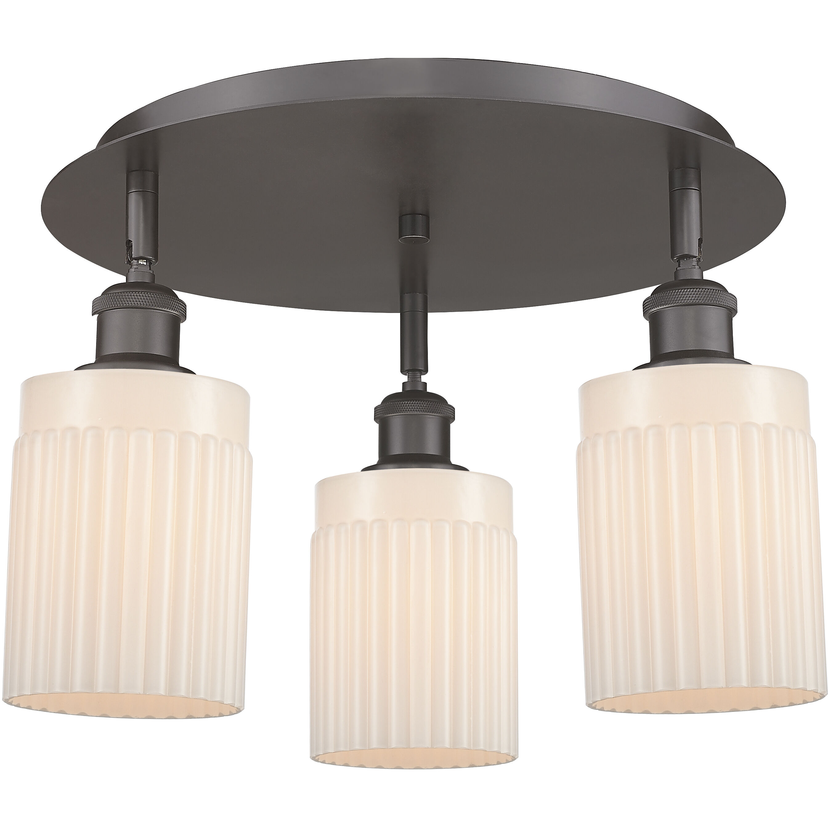 Hadley 3 Light 16.25 inch Oil Rubbed Bronze Flush Mount Ceiling Light in Matte White